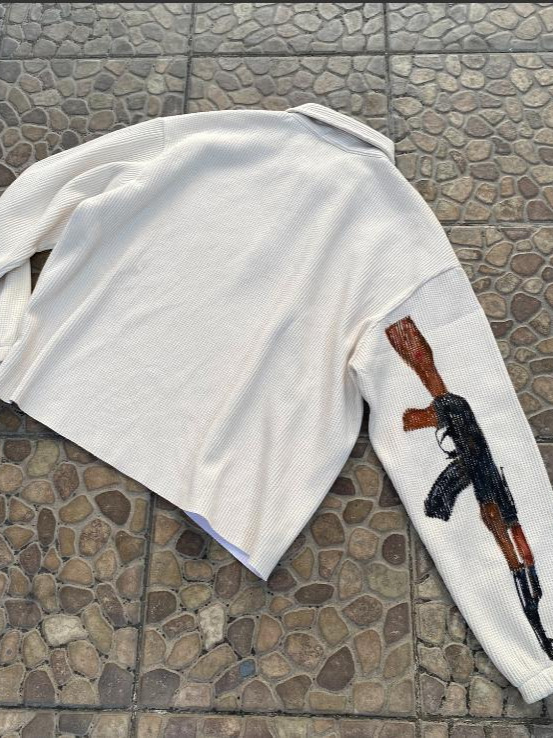 Cross Art Knit Streetwear Top - Image 4