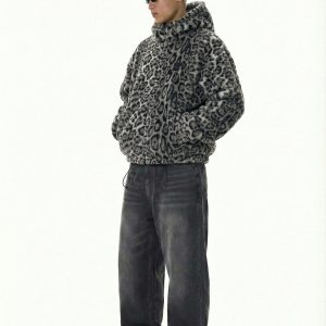 Grey/Leopard Zipper