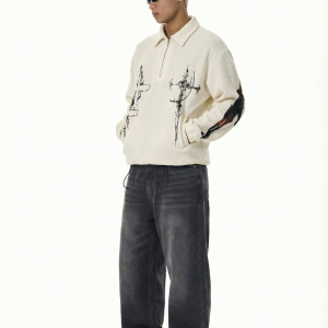 Cross Art Knit Streetwear Top